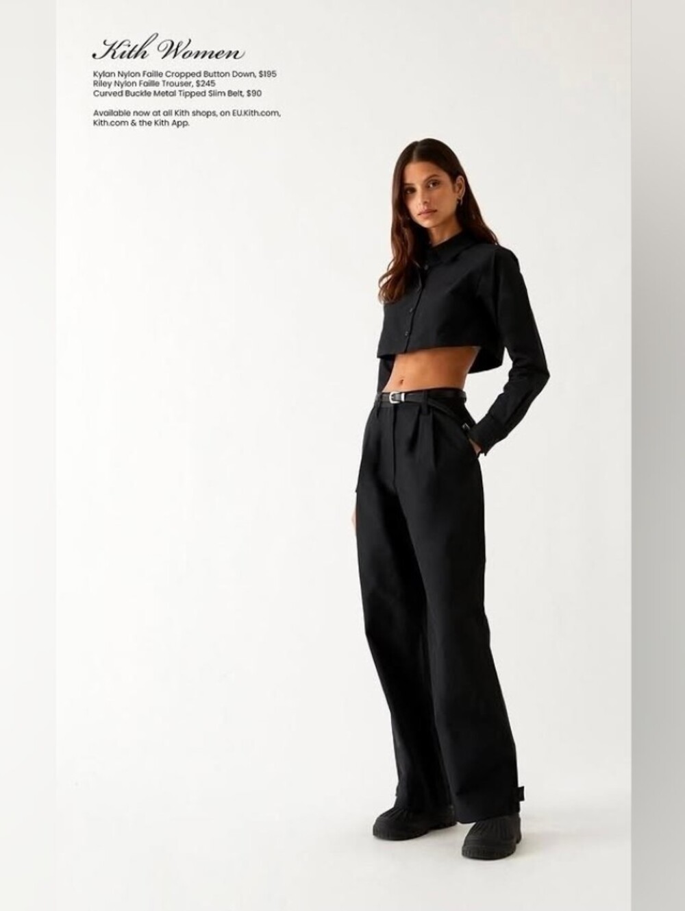 KITH Boxy Cropped button-down shirt Black Womens M